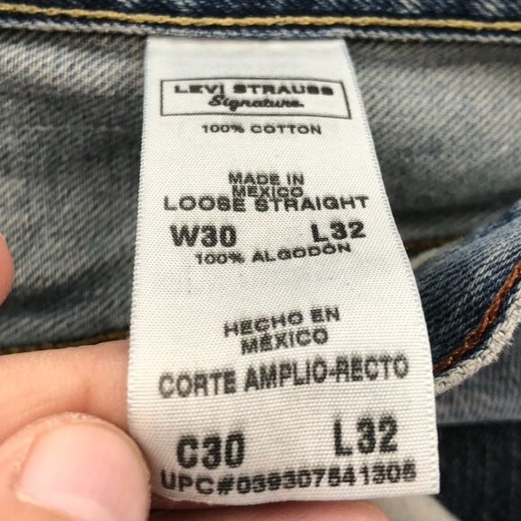 Levis Signature Mens Jeans Size 30x32 Loose Straight Leg Blue Denim Casual - Picture 4 of 14